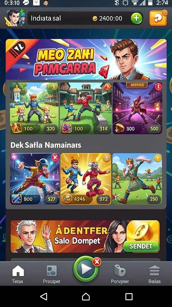 rajacuan - Screenshot 1: Menunjukkan karakter utama dalam aksi petualangan.